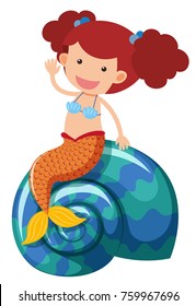 Beautiful mermaid waving hand illustration
