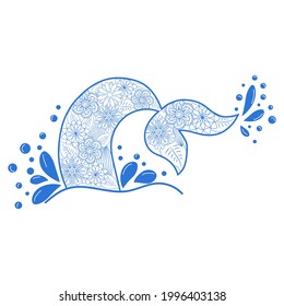 Beautiful mermaid in zentangle style, patterned mermaid tail, anti stress coloring book for adults