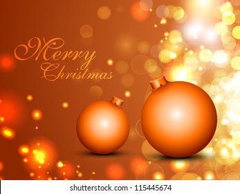 Beautiful Merry Christmas background with Xmas balls on shiny snowflakes background. EPS 10.
