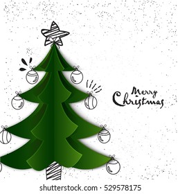 Beautiful Merry Christmas Celebration Poster or Banner Design with Xmas Tree and Doodle elements. 