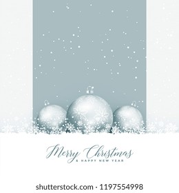 beautiful merry christmas greeting with balls and snowflakes