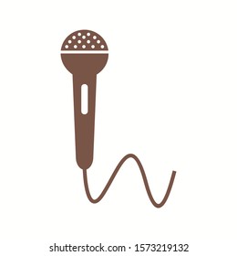 Beautiful Mic with Wire Glyph Vector Icon