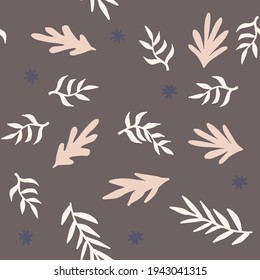 Beautiful Mid- Century Boho style Pattern with Palm Branches. Repeating Vector Design.