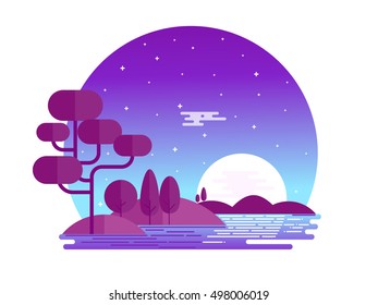 Beautiful midnight landscape 