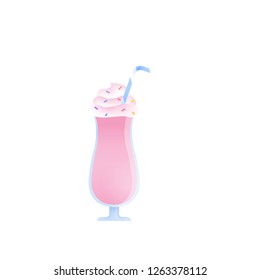 Beautiful milkshake in transparent glasses made from different ingredients.