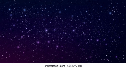 Beautiful milky way galaxy background with nebula cosmos. Stardust in deep universe and bright shining stars in universe. Vector illustration.