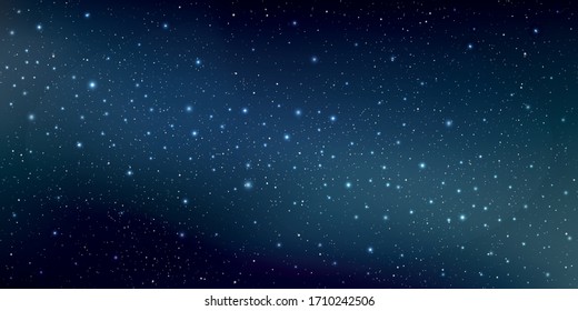 Beautiful milky way galaxy background with nebula cosmos. Stardust in deep blue and bright shining stars in universe. Vector illustration.