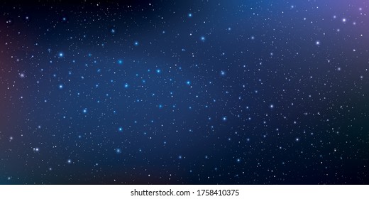 Beautiful milky way galaxy background with nebula cosmos. Stardust in deep universe and bright shining stars in universe. Vector illustration.