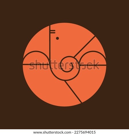 beautiful minimal circular logo, icon, illustration of lord Ganesha