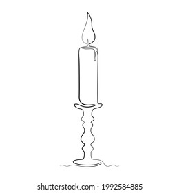 Beautiful minimal continuous line candles design vector. Burning fire candle. Continuous one line drawing. Vector illustration. 