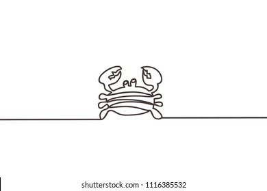 Beautiful minimal continuous line crab design vector