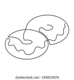 Beautiful minimal continuous line donut vector. Fast food