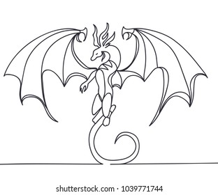 Beautiful minimal continuous line dragon art design vector