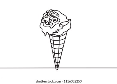 Beautiful minimal continuous line icecream design vector 