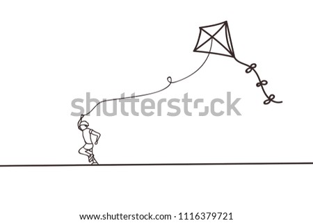 Beautiful minimal continuous line kite design vector 