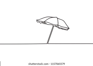 Beautiful minimal continuous line summer beach umbrella design vector