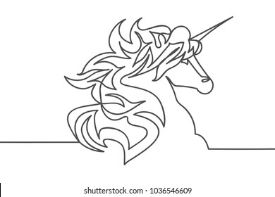 Beautiful minimal continuous line unicorn design vector