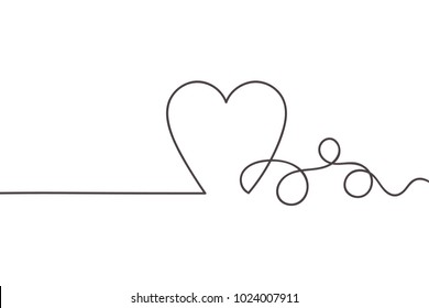 Beautiful minimal continuous line valentines heart love design vector