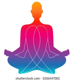 Beautiful minimal continuous line zen meditation with chakras design vector