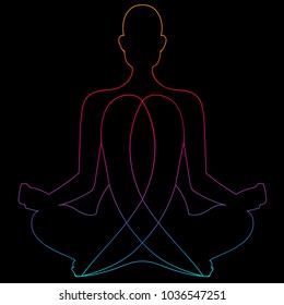 Beautiful minimal continuous line zen meditation with chakras design vector