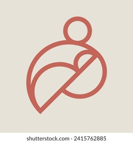 Beautiful minimal logo and icon of mother holding baby, mother baby logo, mother and baby icon , 