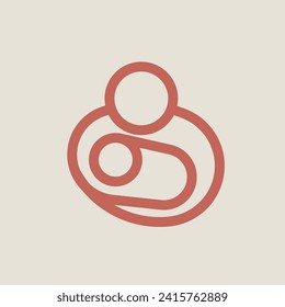 Beautiful minimal logo and icon of mother holding baby, mother baby logo, mother and baby icon , 