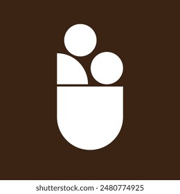 beautiful minimal logo of mother and child 