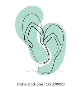 Beautiful minimal one continuous line flip-flop, design vector.