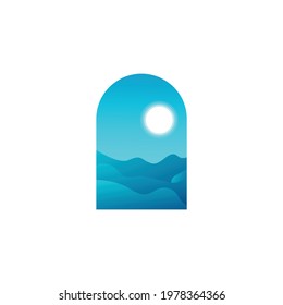 Beautiful and minimalist blue beach waves vector