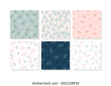 Beautiful minimalist botanical hand drawn seamless pattern