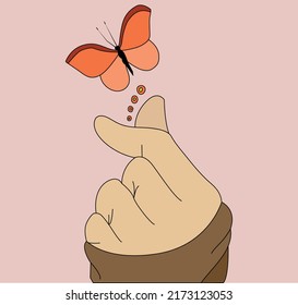 A Beautiful Minimalist Illustration of a Butterfly and Human Hand