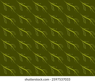 Beautiful minimalist leaf line pattern with green background, the pattern is seamless and can be combined, suitable for cloth paper, packaging, background wallpaper, etc.