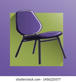 Beautiful Minimalist Purple Lounge Chair Illustration, Isolated Vector