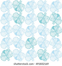 Beautiful, minimalist seamless pattern of cabbage. Vector illustration.
