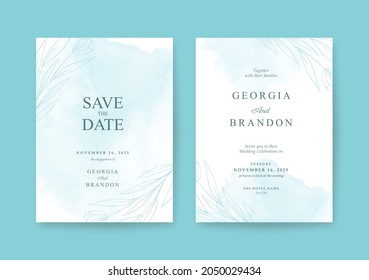 Beautiful and minimalist tosca Wedding invitation template