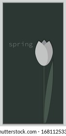 Hermoso fondo minimalista para una postal. Tulipanes de papel geométrico.
