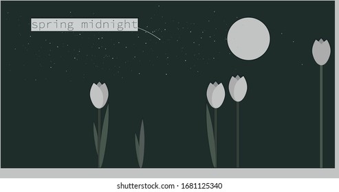 Beautiful minimalistic background for a postcard. Geometric paper tulips.  Sticker EPS 10
