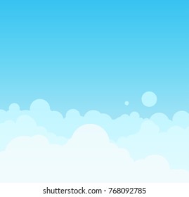 Beautiful minimalistic cloudscape in sunny day. Vector Illustration