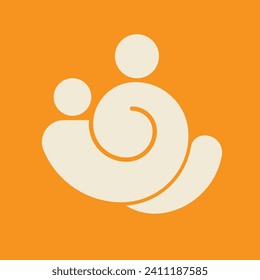 Beautiful minimalistic logo icon of Mother with child 