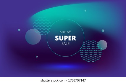 beautiful minimalistic vector background in blue and green colors with geometric shapes