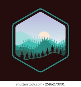 Beautiful misty forest landscape illustration, great for wall display and also your favorite t-shirt decoration