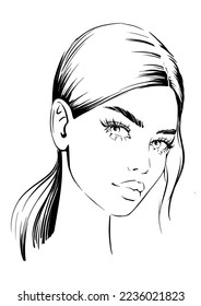 beautiful model face young woman fashion illustration