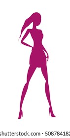 Beautiful Model Silhouette. Isolated Vector Elements on White Background.