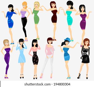 Beautiful models posing in attractive clothes 