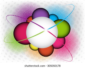 Beautiful modern abstract background with balls and waves and halftone effect 