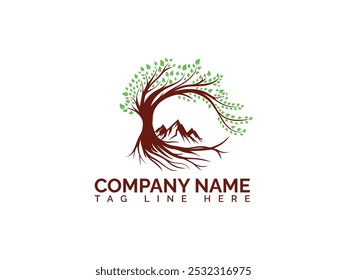 Beautiful and Modern Abstract vibrant color full tree logo design, Root vector tree of life logo design inspiration isolated on white background.