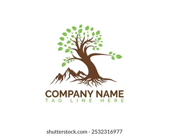 Beautiful and Modern Abstract vibrant color full tree logo design, Root vector tree of life logo design inspiration isolated on white background.