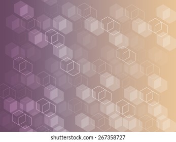 Beautiful modern abstract violet background with many hexagons