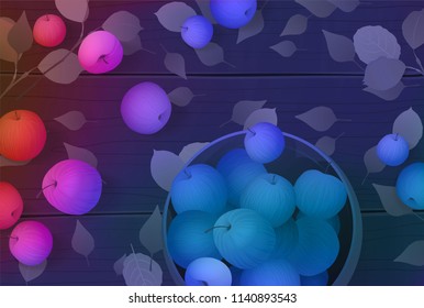 Beautiful modern background with apples.Vector illustration