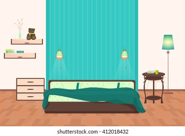 Beautiful Modern Bedroom Interior Vector Cartoon Stock Vector (Royalty ...